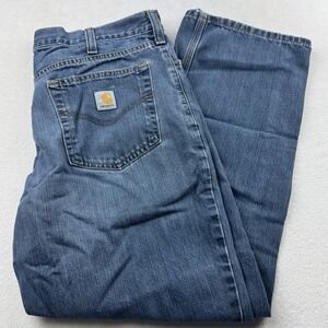 Carhartt Loose Straight Relaxed Fit Work Denim Blue Jeans Pants Men‎ Size 36x30
